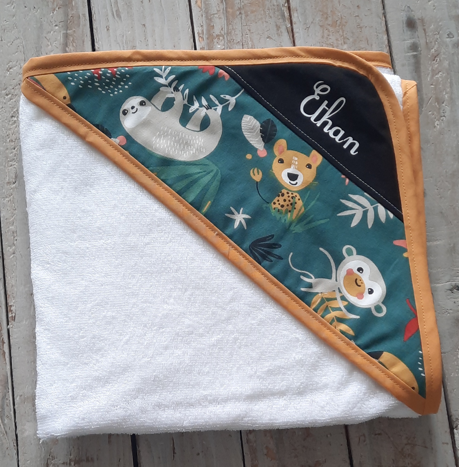 Cadeau de naissance personnalisé – cape de bain bébé avec prénom – Image 11