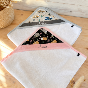 Cadeau de naissance personnalisé – cape de bain bébé avec prénom