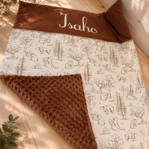 Couverture bébé personnalisée en minky et coton imprimé (Copie)