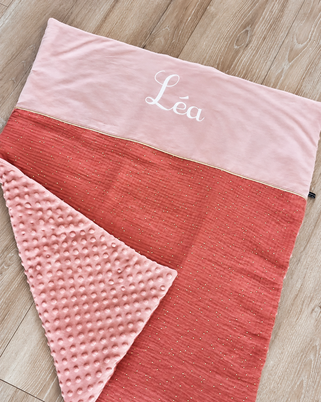 Couverture bébé personnalisée en minky et coton imprimé
