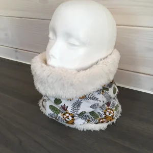 Snood, cache cou pour enfant en fausse fourrure et jersey imprimé