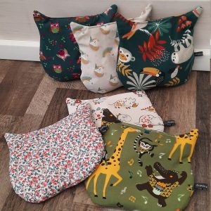 Bouillotte sèche aux graine de lin tête de chat