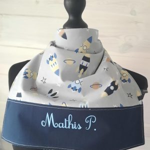 Serviette de table enfant a pressions, Serviette de cantine personnalisable en imprimé coton et nid d'abeille ou éponge de bambou