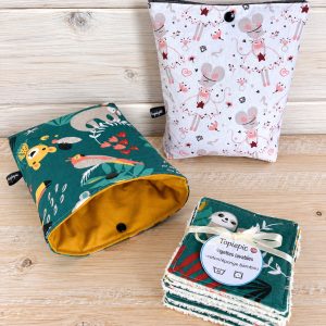 Lingettes lavables pour enfant et trousse de rangement – alternatives écologiques aux cotons jetables