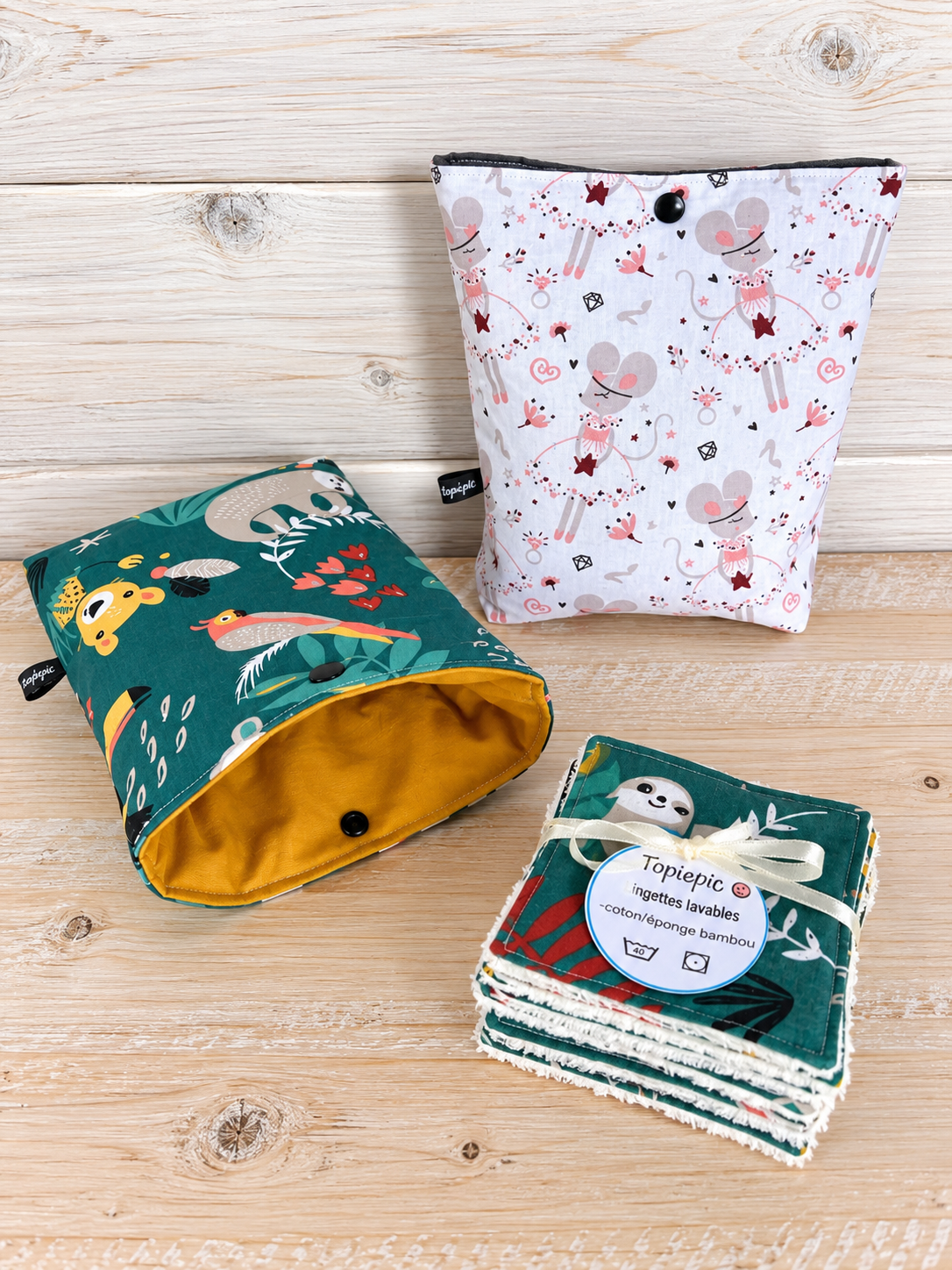 Lingettes lavables pour enfant et trousse de rangement – alternatives écologiques aux cotons jetables