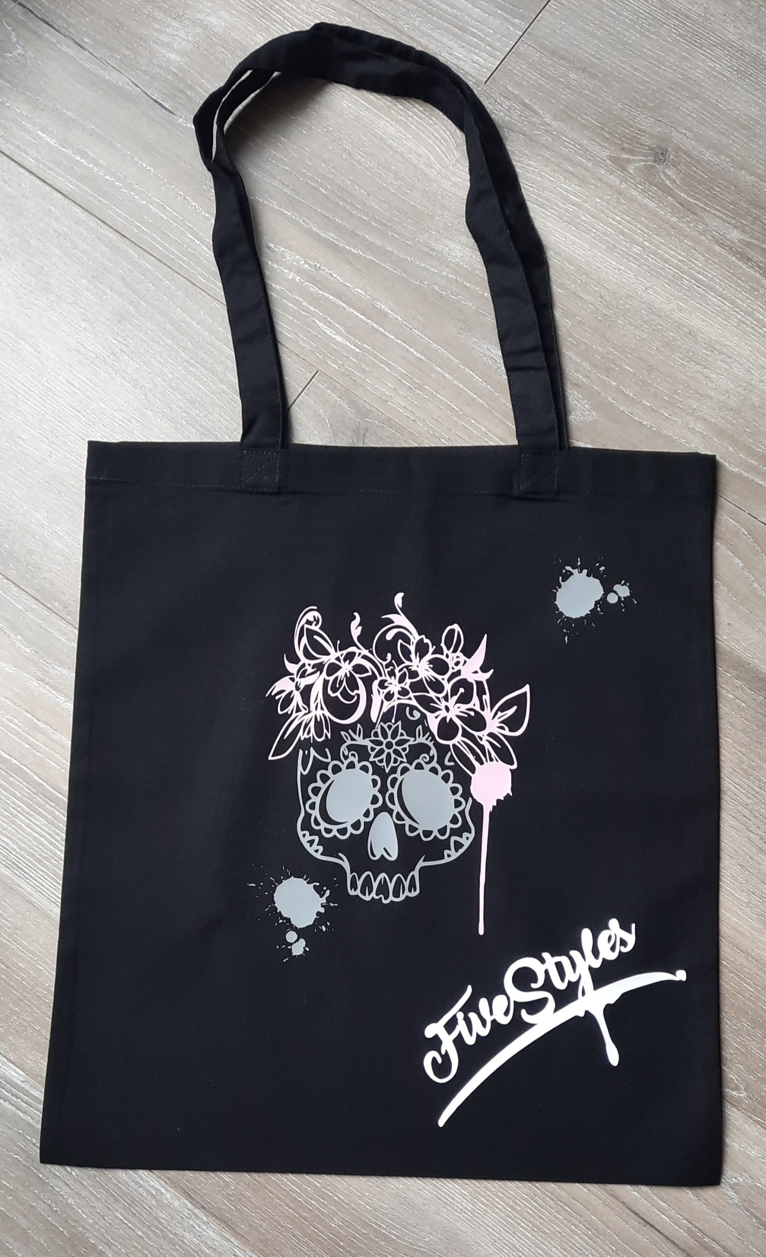 Tote bag tete de mort , Sac personnalisé en flex, sac pliable en coton, idée cadeau – Image 5