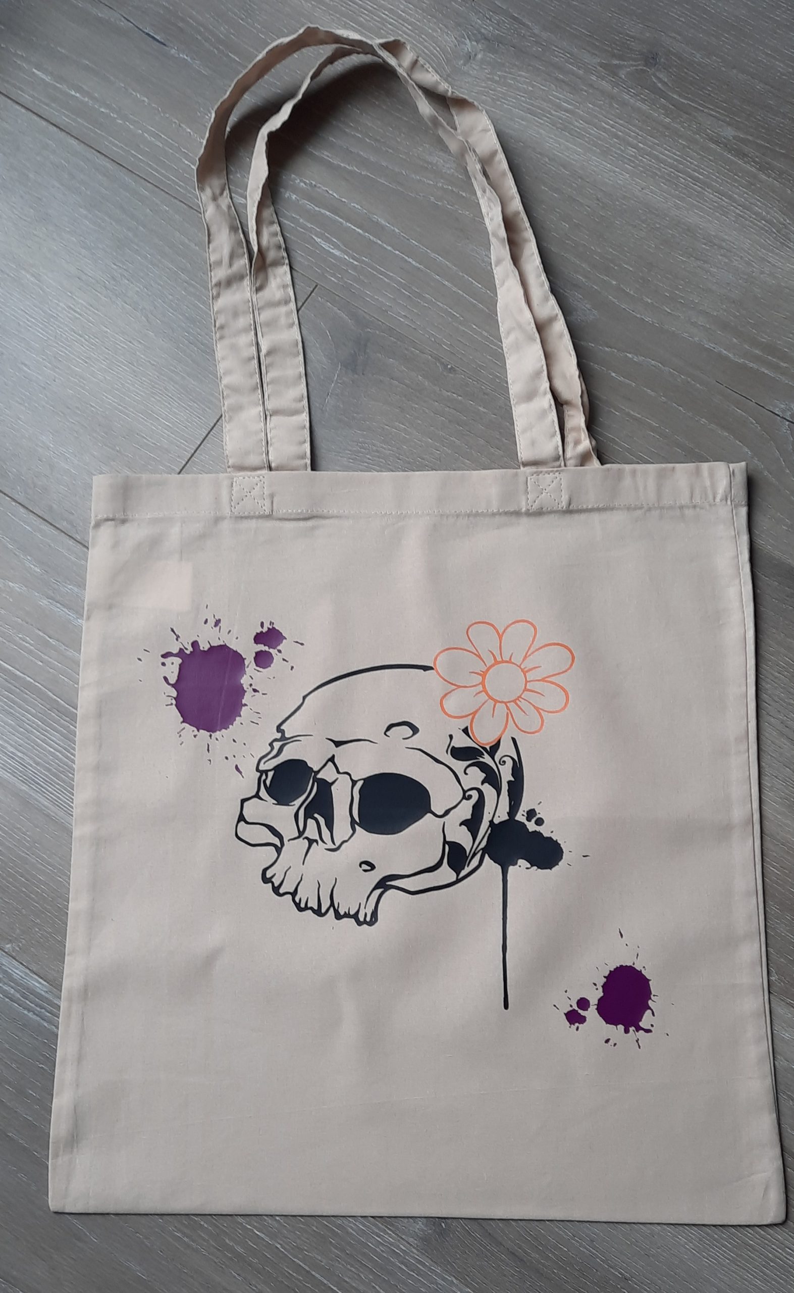 Tote bag tete de mort , Sac personnalisé en flex, sac pliable en coton, idée cadeau – Image 2
