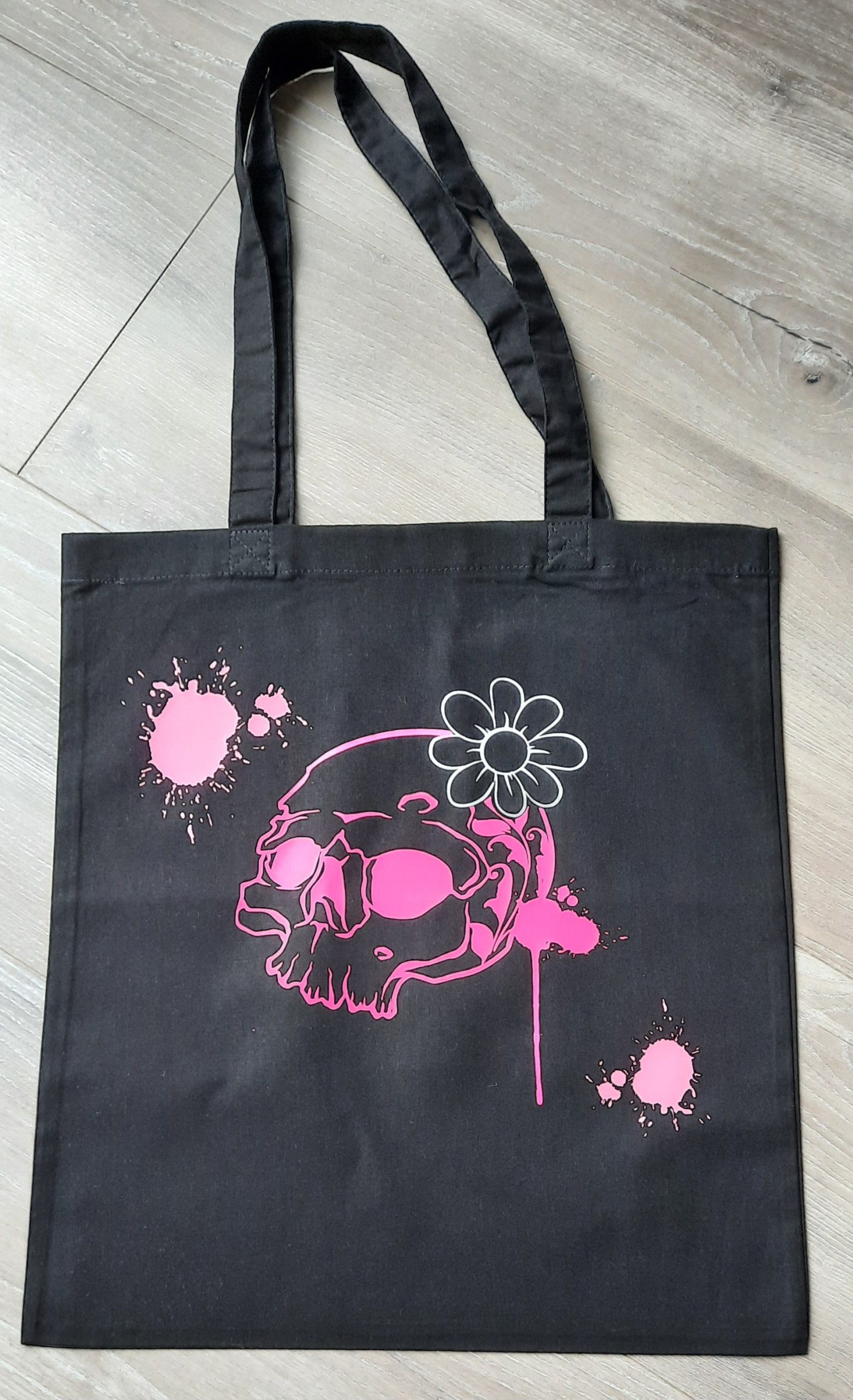 Tote bag tete de mort , Sac personnalisé en flex, sac pliable en coton, idée cadeau – Image 4