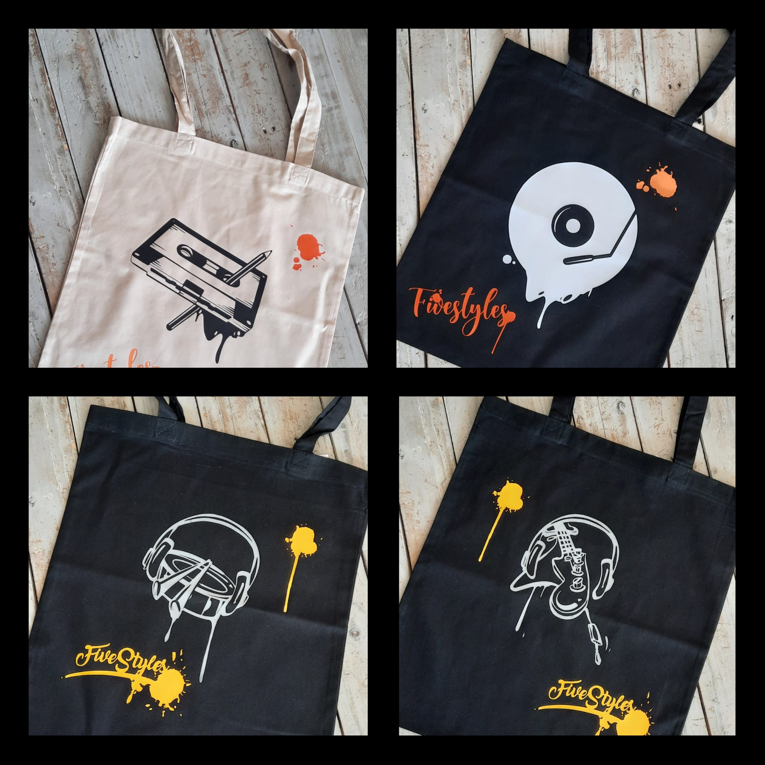 Tote bag Music, Sac personnalisé en flex, sac pliable en coton, idée cadeau