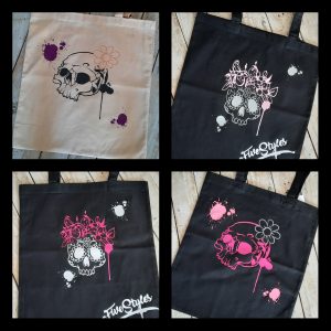 Tote bag tete de mort , Sac personnalisé en flex, sac pliable en coton, idée cadeau