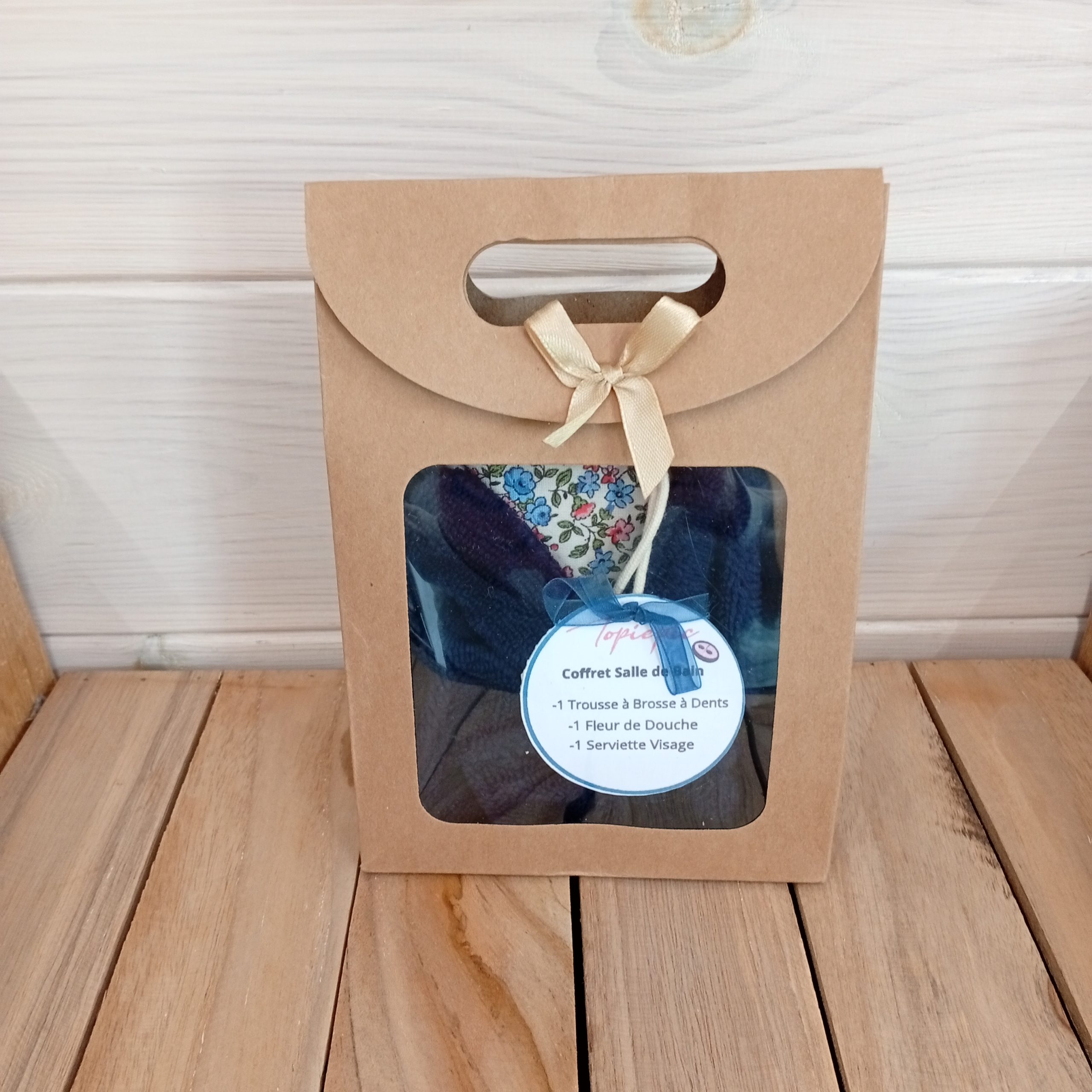 Ensemble bien-être – trousse à brosse à dents, serviette visage & fleur de douche en éponge de bambou – Idée cadeau maîtresse – Image 8