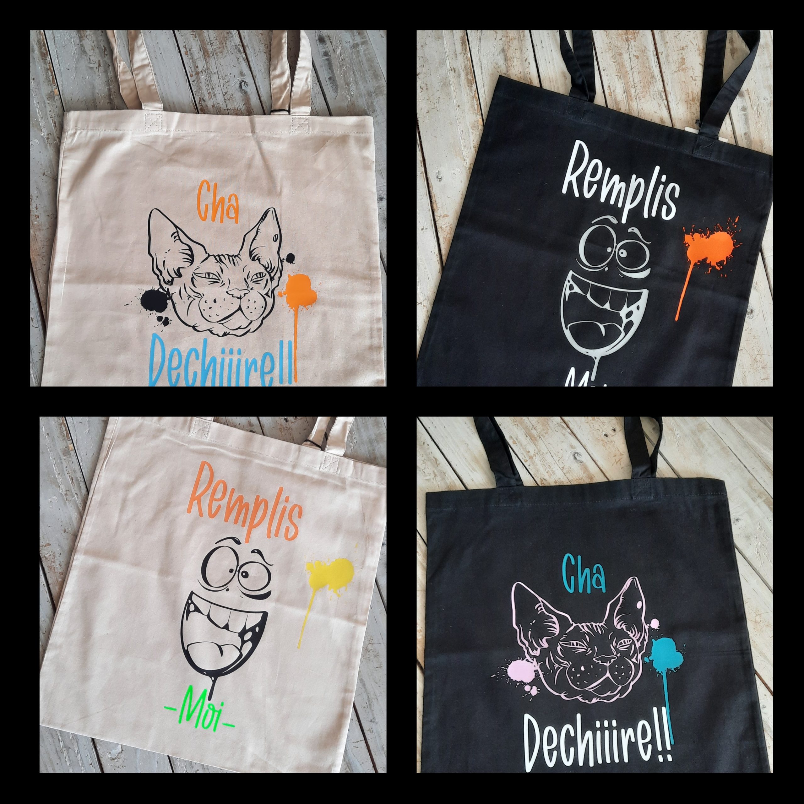 Tote bag, Sac personnalisé en flex, sac pliable en coton, idée cadeau