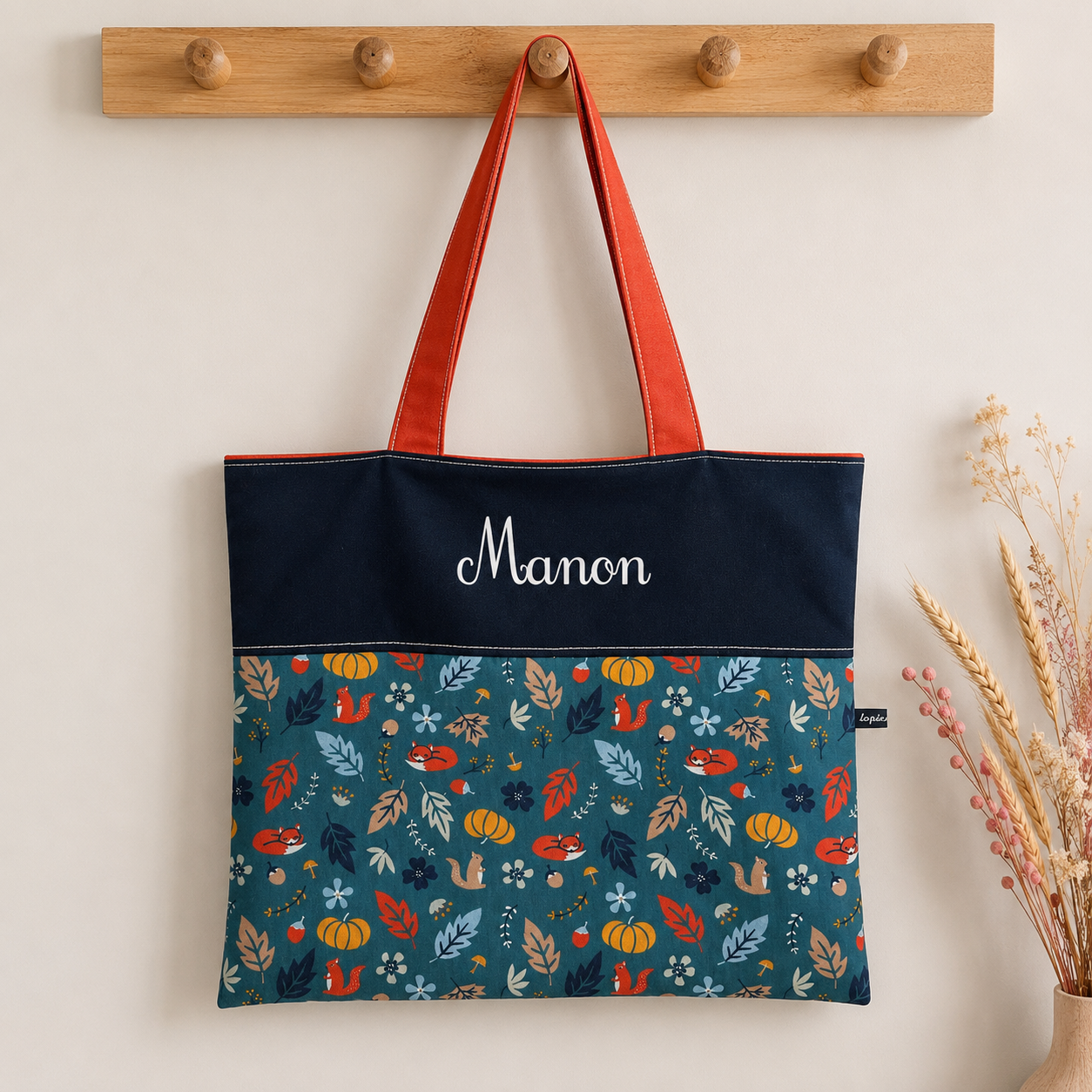Petit sac de maternelle personnalisable avec prénom | Sac en tissu doublé fait main – Image 7