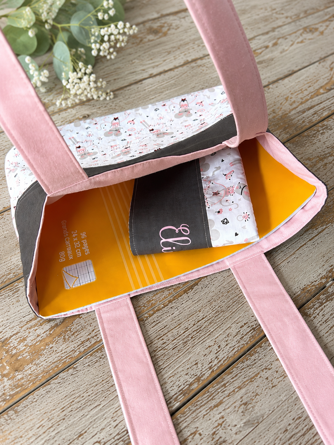 Petit sac de maternelle personnalisable avec prénom | Sac en tissu doublé fait main – Image 2