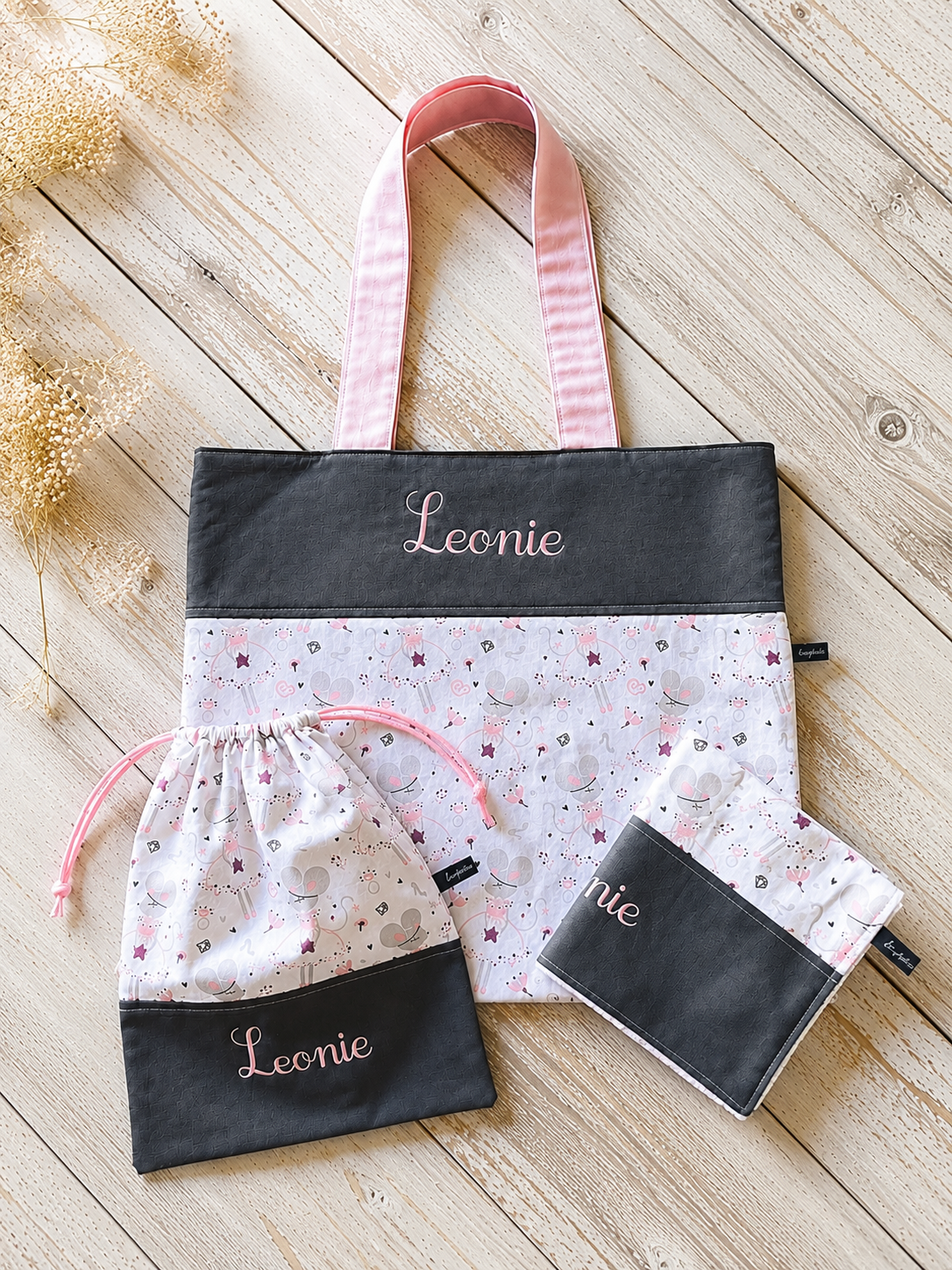 Petit sac de maternelle personnalisable avec prénom | Sac en tissu doublé fait main – Image 3