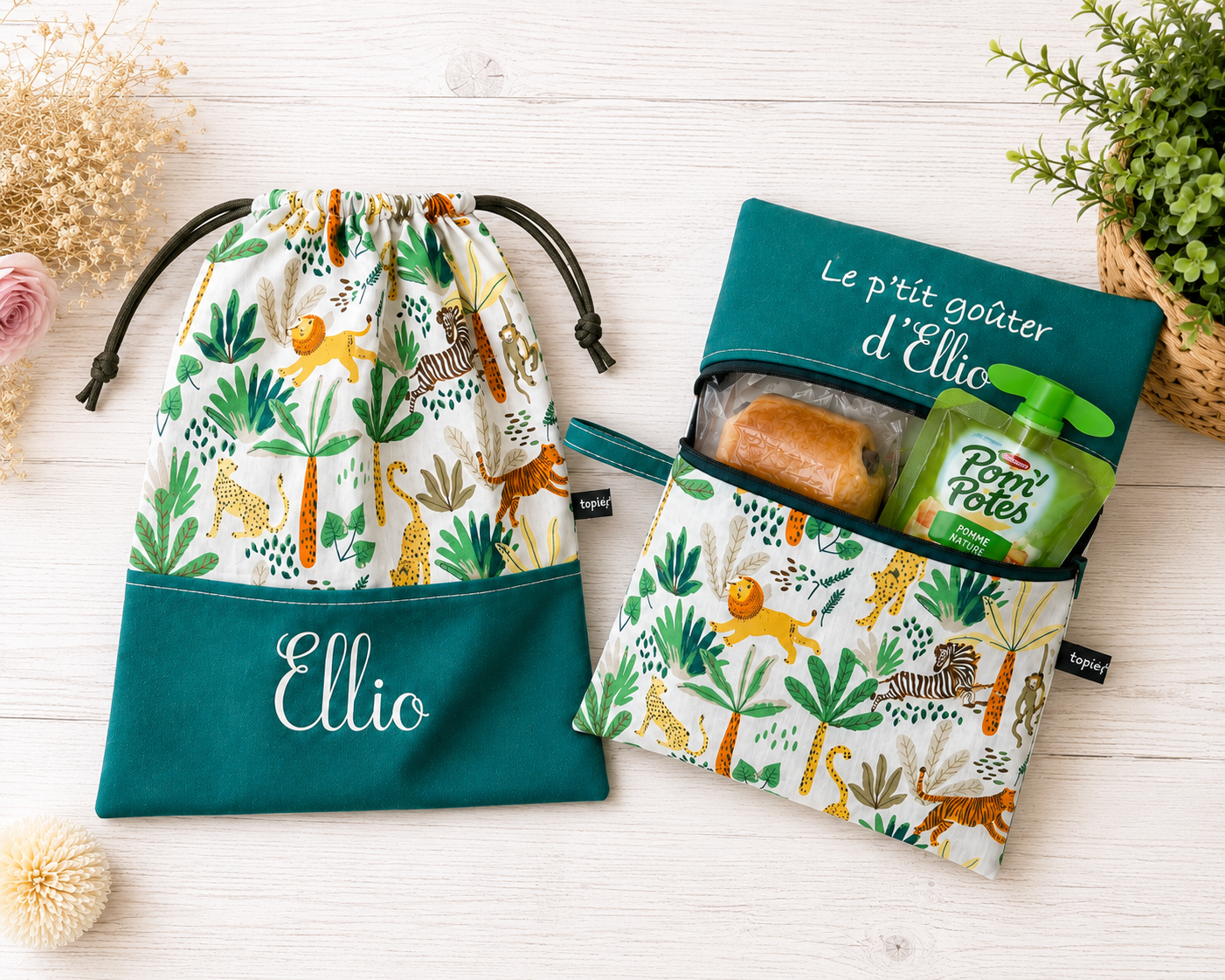 Sac à goûter personnalisé avec prénom – Maternelle, école et crèche – Image 4