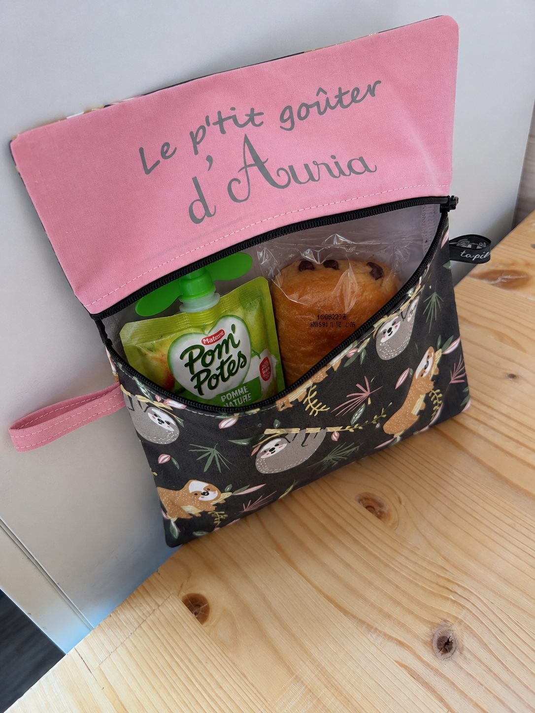 Sac à goûter personnalisé avec prénom – Maternelle, école et crèche – Image 3