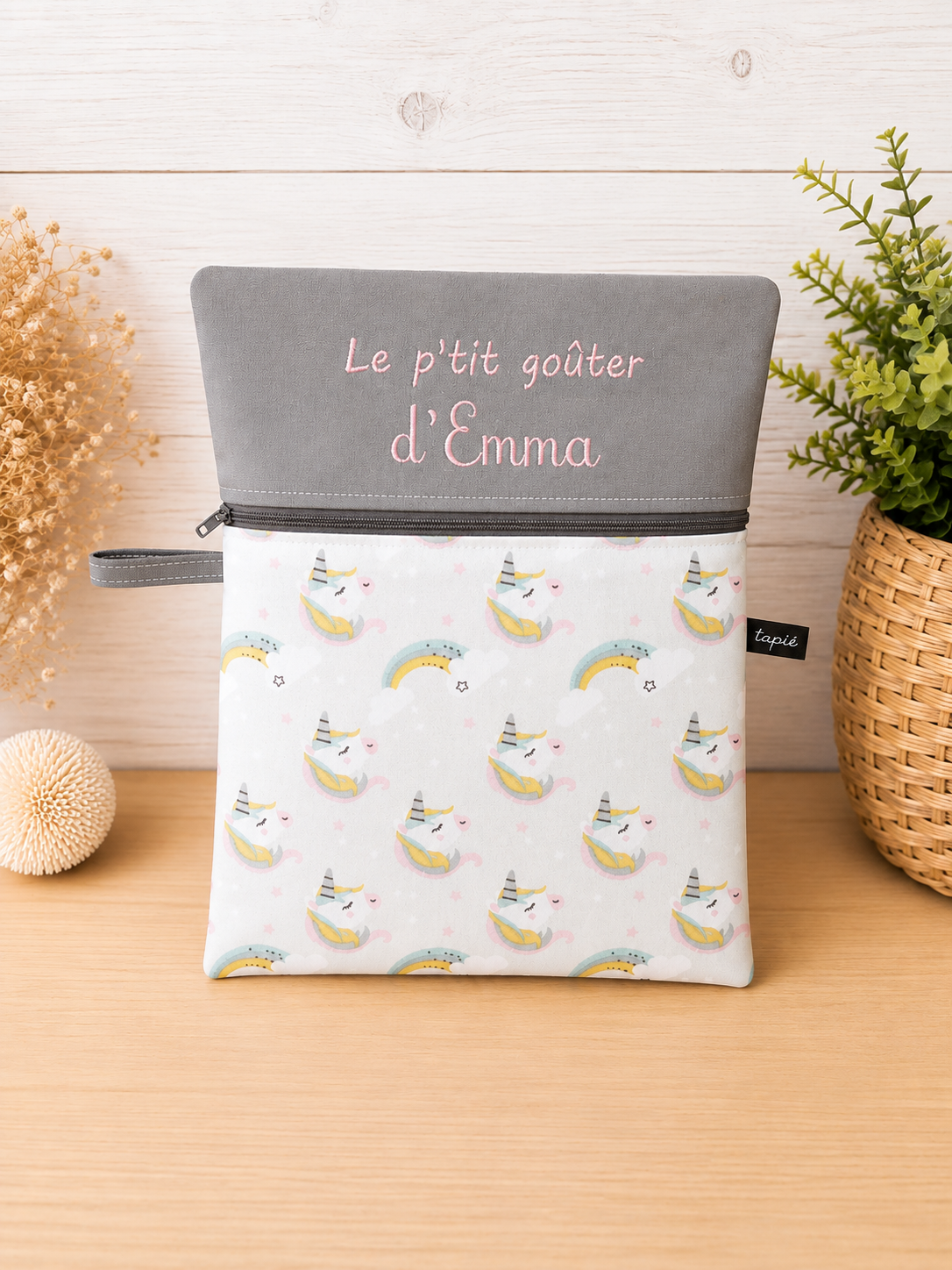 Sac à goûter personnalisé avec prénom – Maternelle, école et crèche – Image 2